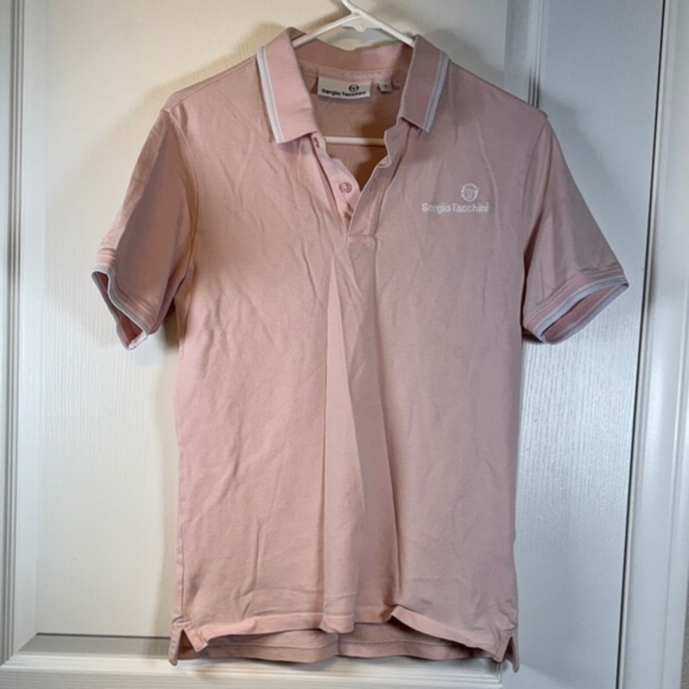 Sergio Tacchini Pique Polo Shirt Pink Size Small EUC #5819